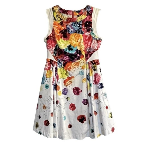 Prabal Gurung Target Size 2 Fit And Flare Floral Dress White Sleeveless … - Picture 1 of 14